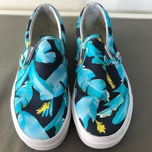 Blue tropical vans slip on
